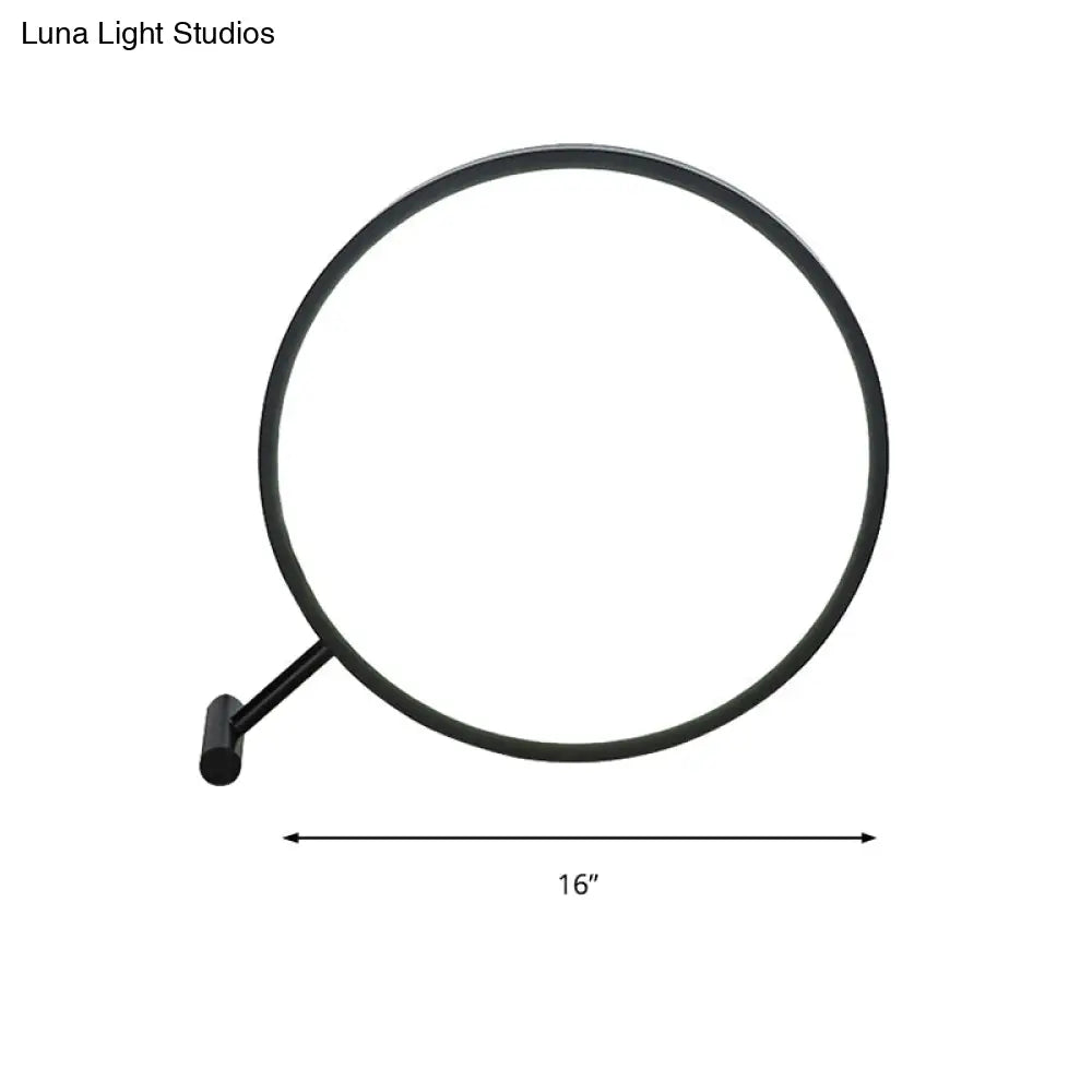 Modern Led Hoop Reading Lamp With Plug-In Desk Light - 8 12 16 Diameter Black/White Warm/White