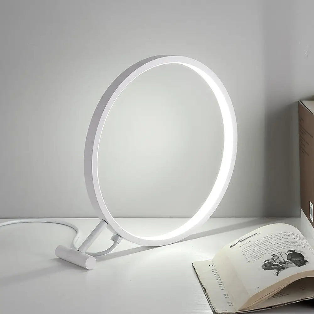 Modern Led Hoop Reading Lamp With Plug-In Desk Light - 8 12 16 Diameter Black/White Warm/White White