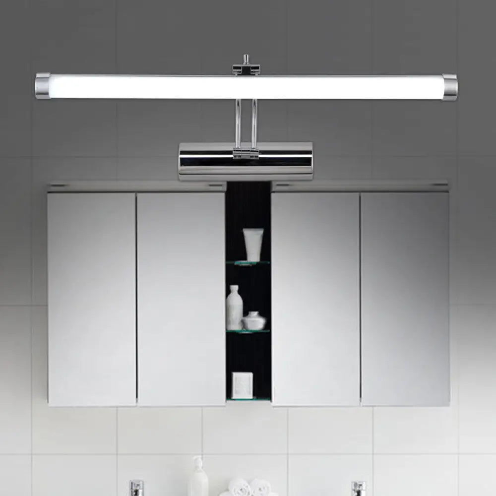 Modern Led Indoor Vanity Light With Tubular Metallic Shade Chrome Wall Sconce Lamp In Warm/White -