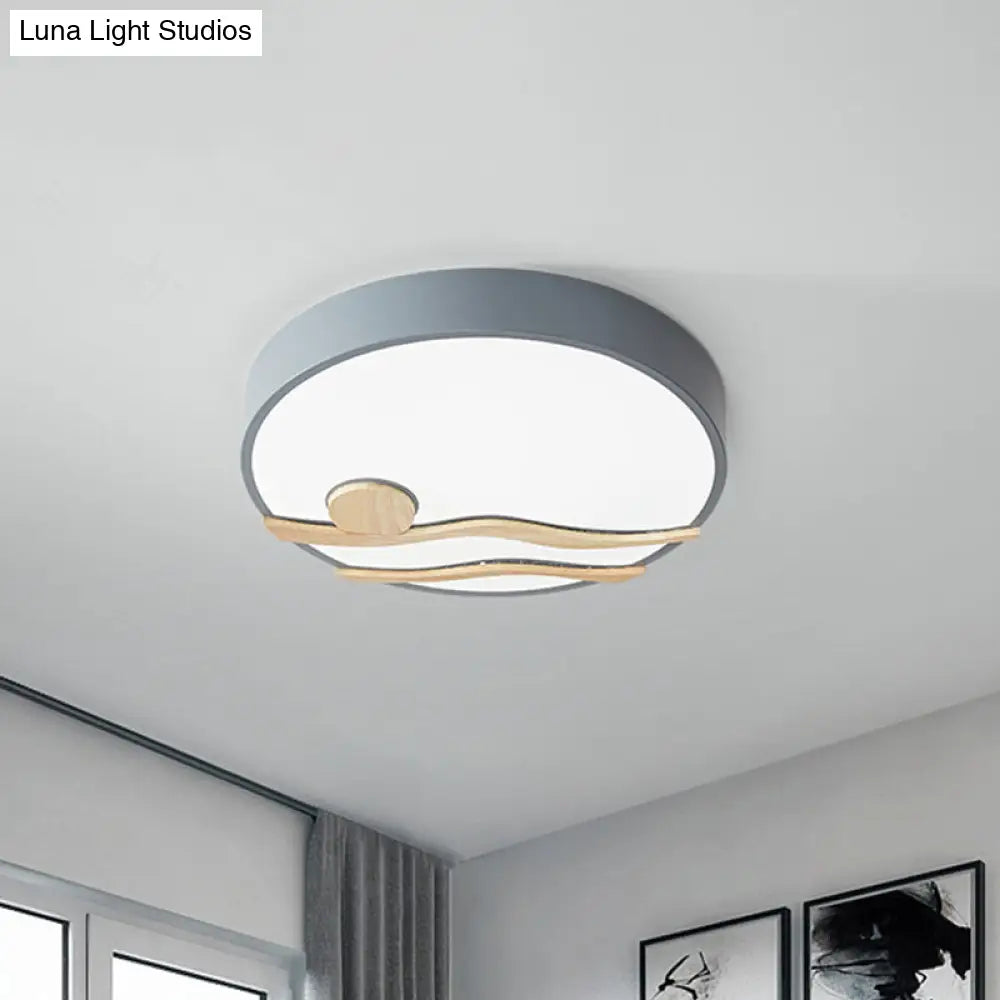 Modern Led Iron Flush Mount Ceiling Lamp For Bedroom - White/Grey Finish 16’/19.5’ Wide