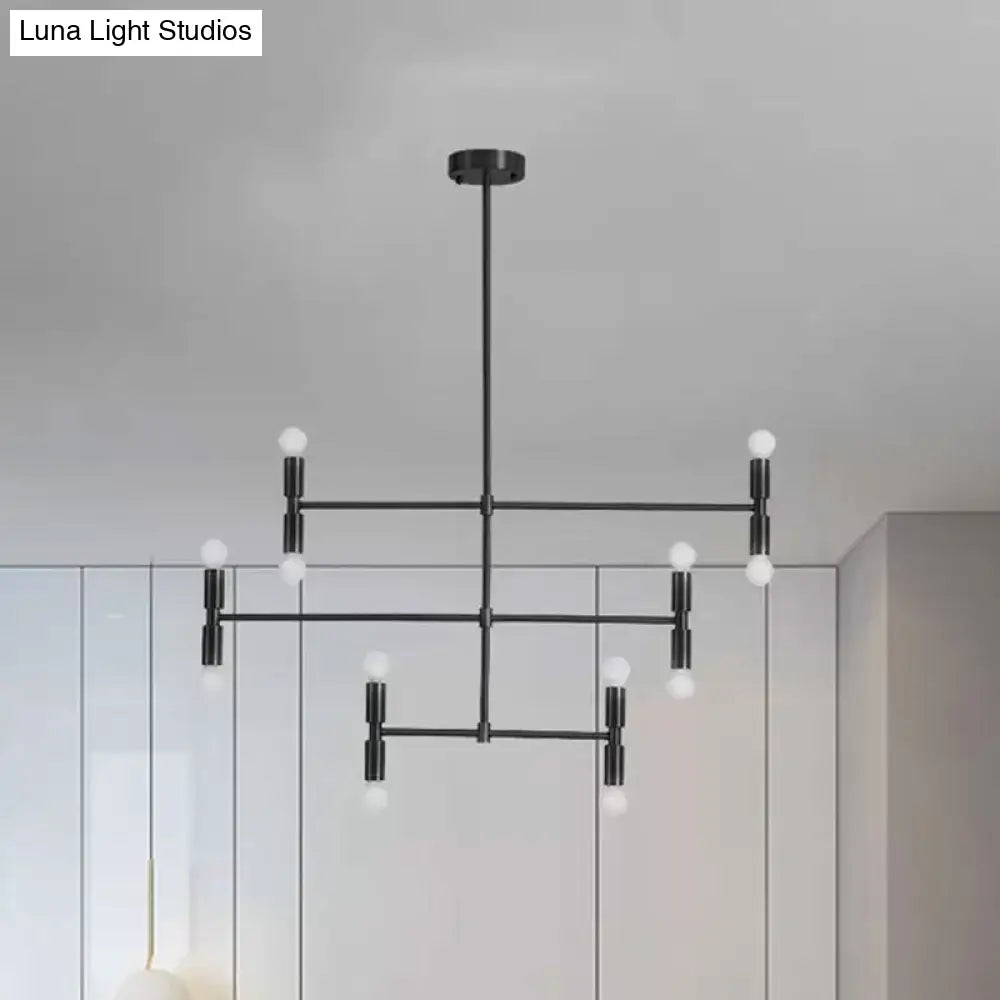 Modern Led Island Light: Multi-Layer Gold/Black Hanging Pendant With Rotatable Arms - Ideal For