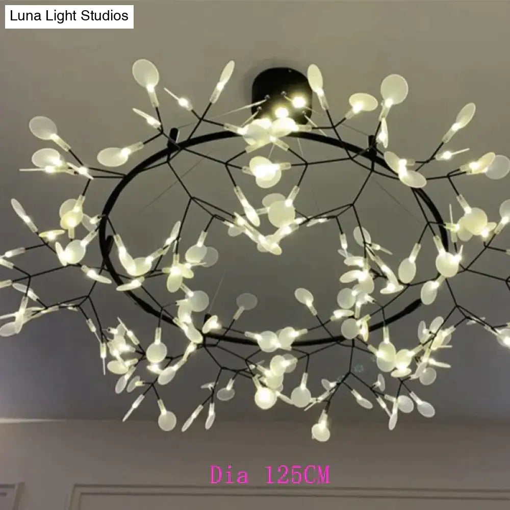 Modern Led Lamp Firefly Tree Branch Leaf Pendant Light Round Flower Suspension Lamps