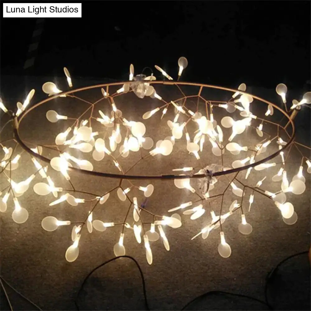 Modern Led Lamp Firefly Tree Branch Leaf Pendant Light Round Flower Suspension Lamps