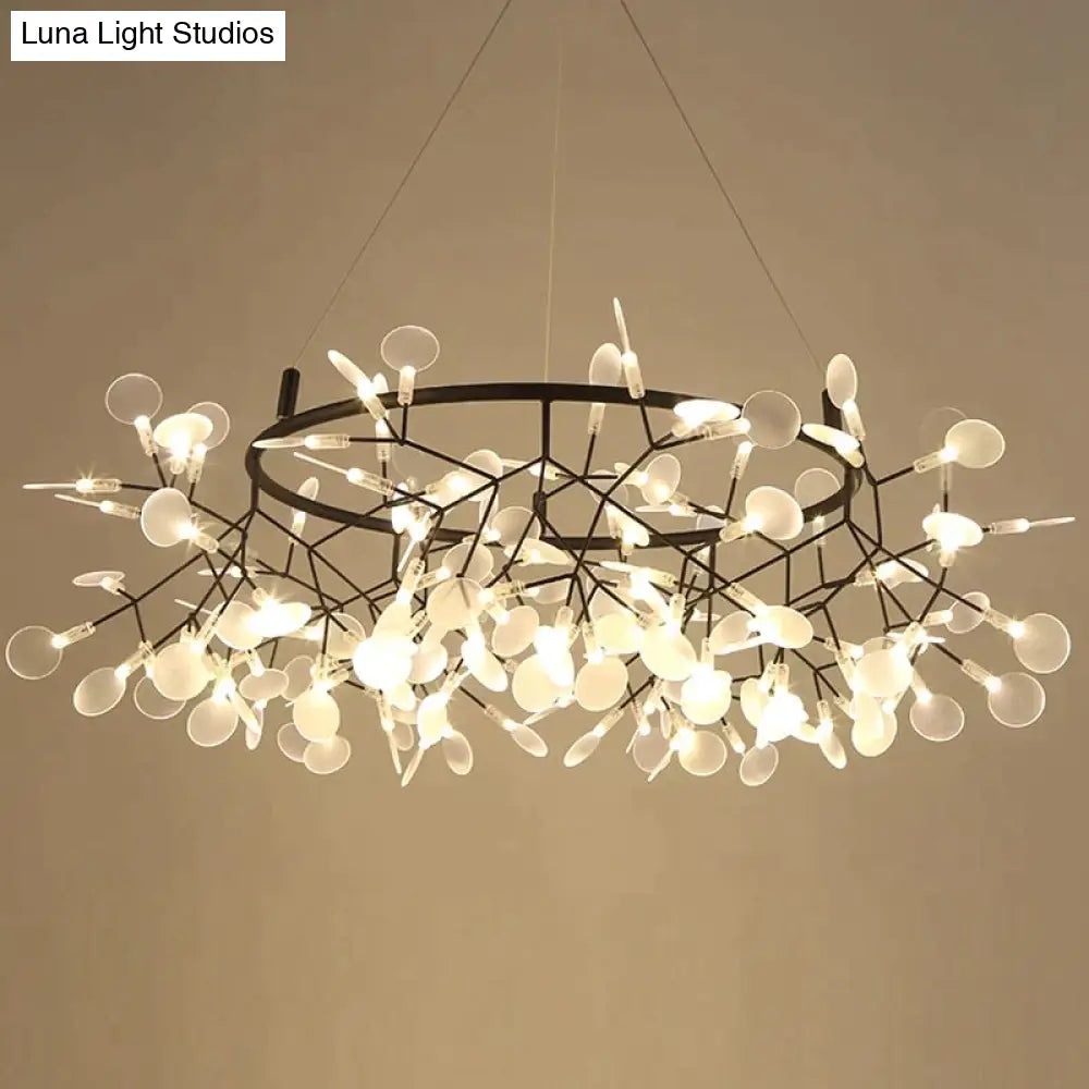 Modern Led Lamp Firefly Tree Branch Leaf Pendant Light Round Flower Suspension Lamps