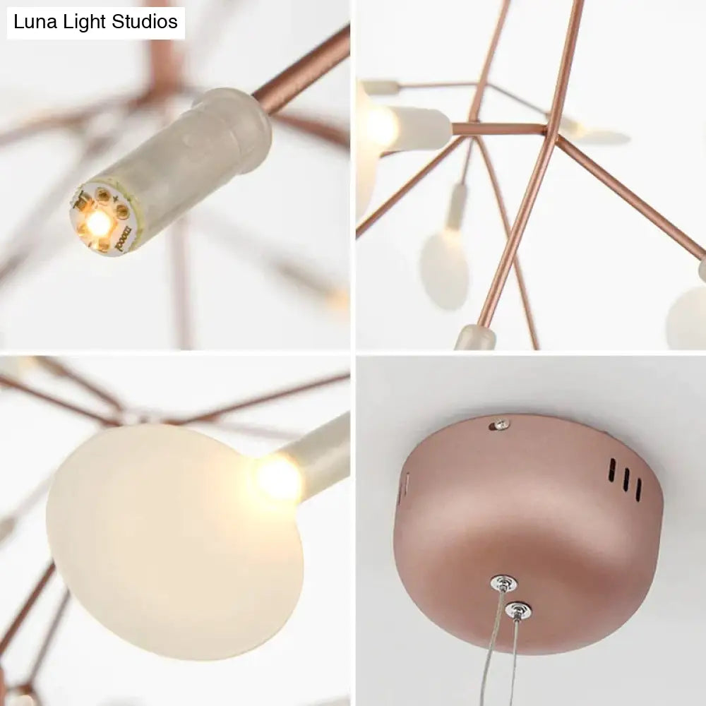 Modern Led Lamp Firefly Tree Branch Leaf Pendant Light Round Flower Suspension Lamps