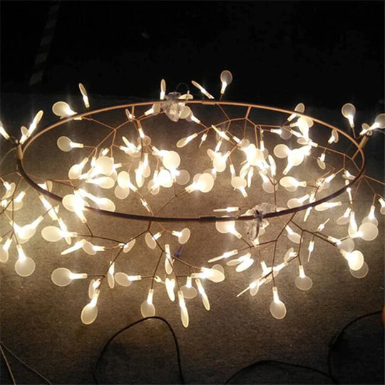 Modern LED Lamp Firefly Tree Branch Leaf Pendant Light Round Flower Suspension Lamps