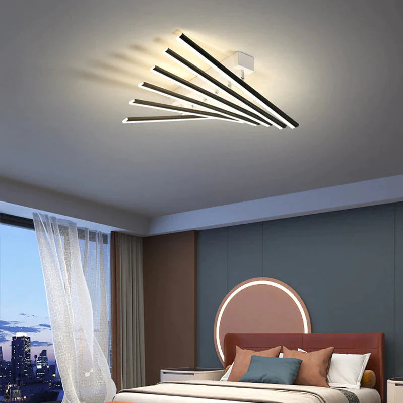 Modern led living room ceiling lamp simple Nordic creative square line restaurant light in the bedroom hall new lighting