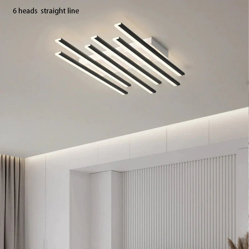 Modern led living room ceiling lamp simple Nordic creative square line restaurant light in the bedroom hall new lighting