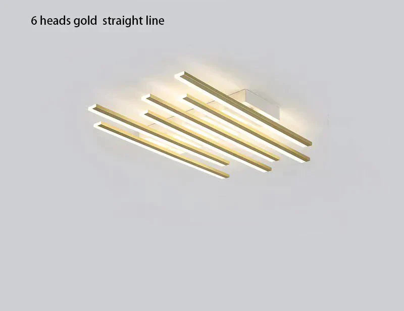Modern Led Living Room Ceiling Lamp Simple Nordic Creative Square Line Restaurant Light In The