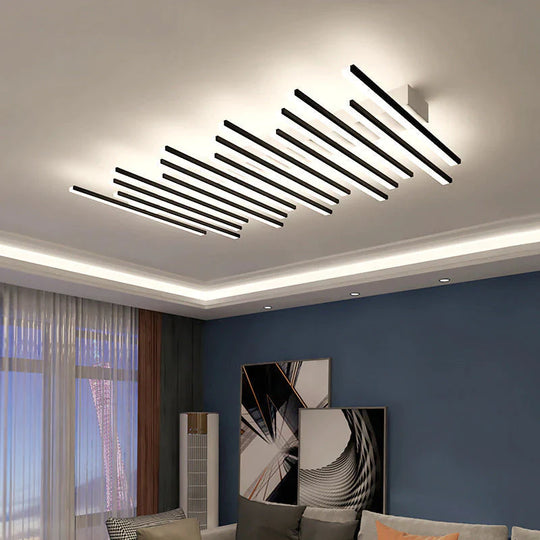 Modern led living room ceiling lamp simple Nordic creative square line restaurant light in the bedroom hall new lighting