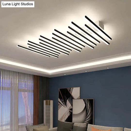 Modern Led Living Room Ceiling Lamp Simple Nordic Creative Square Line Restaurant Light In The