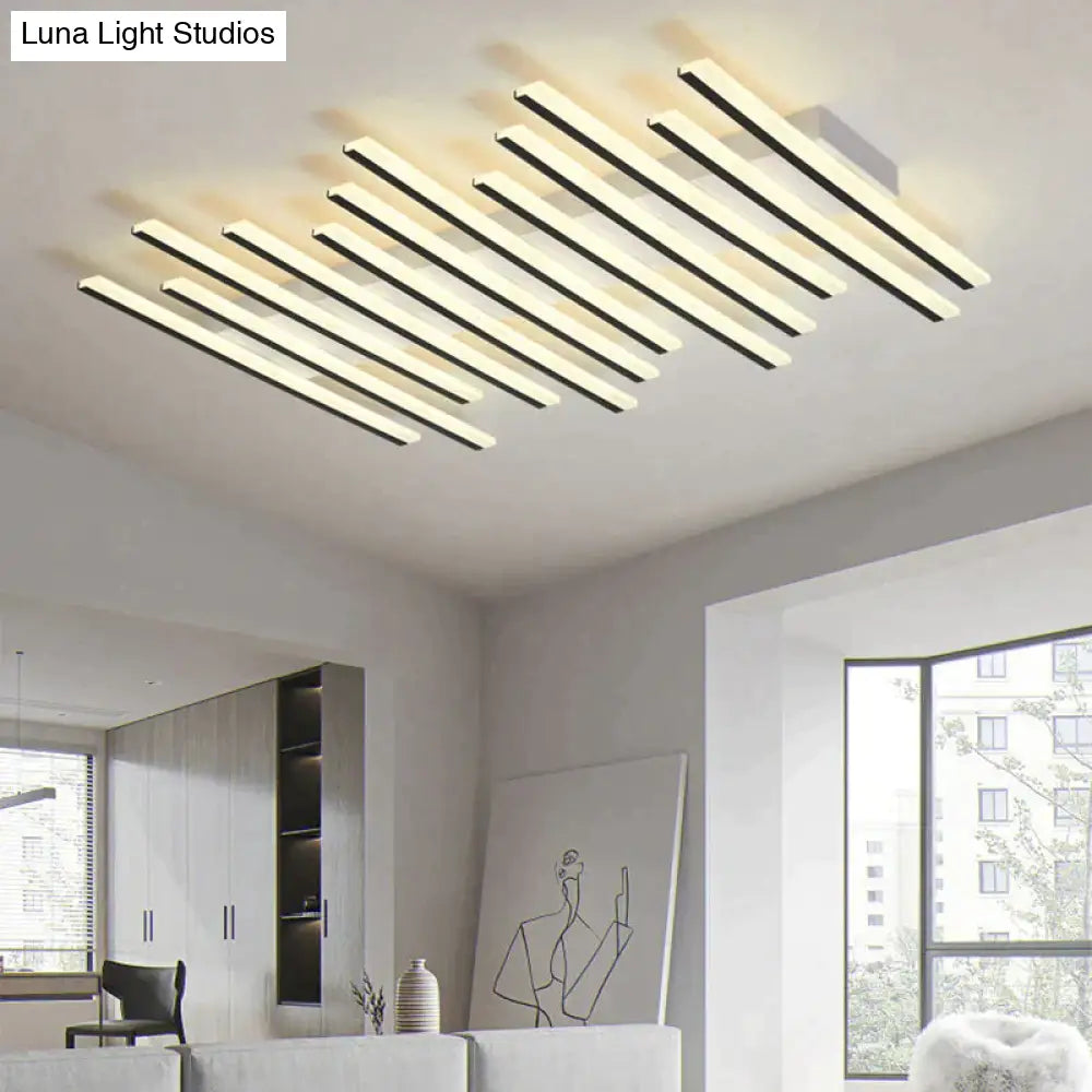 Modern Led Living Room Ceiling Lamp Simple Nordic Creative Square Line Restaurant Light In The