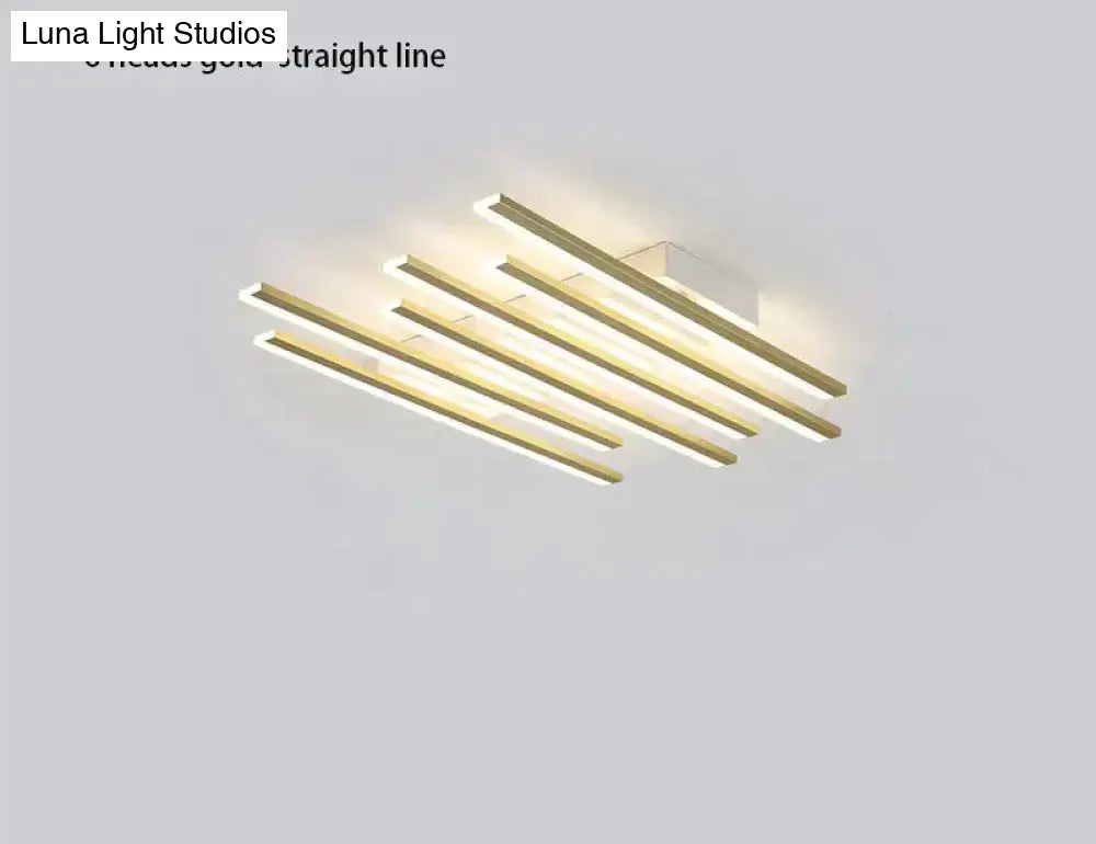 Modern Led Living Room Ceiling Lamp Simple Nordic Creative Square Line Restaurant Light In The