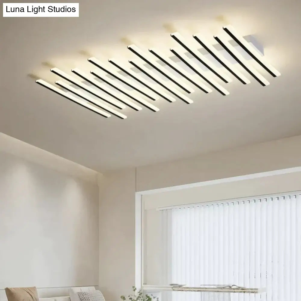 Modern Led Living Room Ceiling Lamp Simple Nordic Creative Square Line Restaurant Light In The