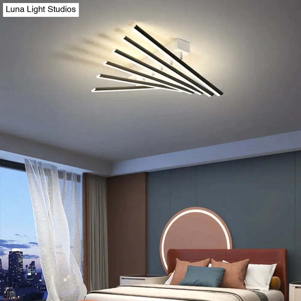 Modern Led Living Room Ceiling Lamp Simple Nordic Creative Square Line Restaurant Light In The