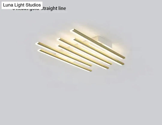 Modern Led Living Room Ceiling Lamp Simple Nordic Creative Square Line Restaurant Light In The