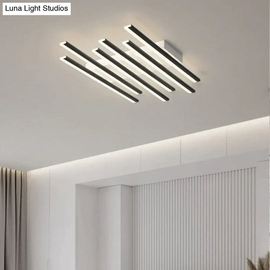 Modern Led Living Room Ceiling Lamp Simple Nordic Creative Square Line Restaurant Light In The