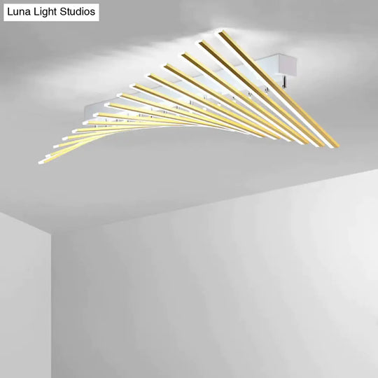 Modern Led Living Room Ceiling Lamp Simple Nordic Creative Square Line Restaurant Light In The