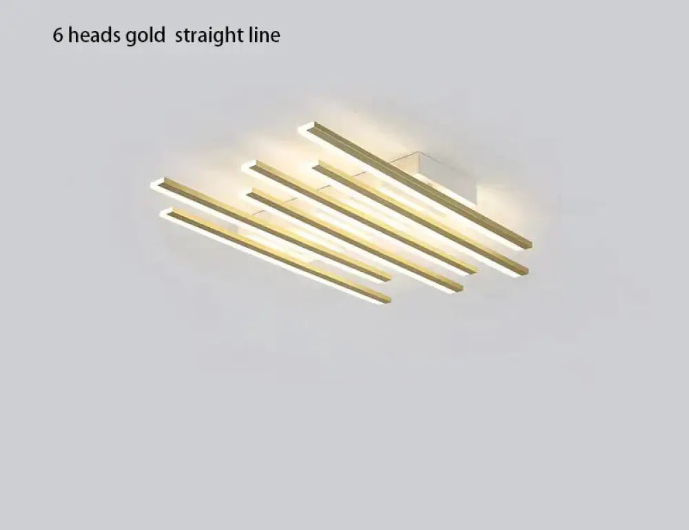 Modern Led Living Room Ceiling Lamp Simple Nordic Creative Square Line Restaurant Light In The