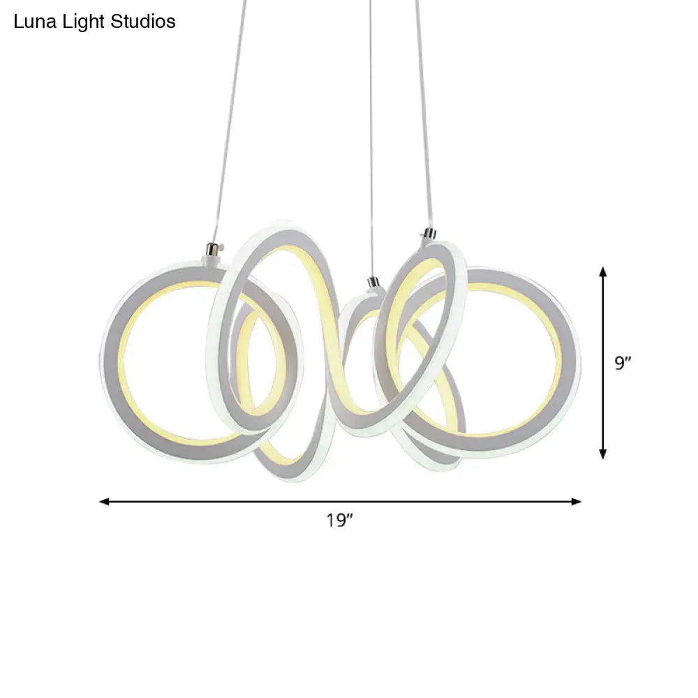 Modern Led Living Room Chandelier With Cycle Acrylic Shade - White Pendant