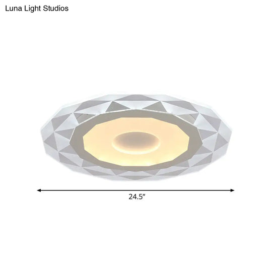 Modern Led Living Room Flush Mount Light With Diamond-Shaped Acrylic Shade - 16.5/20.5/24.5 Wide