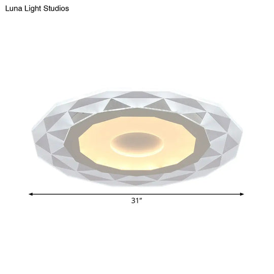 Modern Led Living Room Flush Mount Light With Diamond-Shaped Acrylic Shade -
