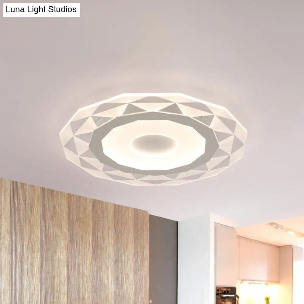 Modern Led Living Room Flush Mount Light With Diamond-Shaped Acrylic Shade -