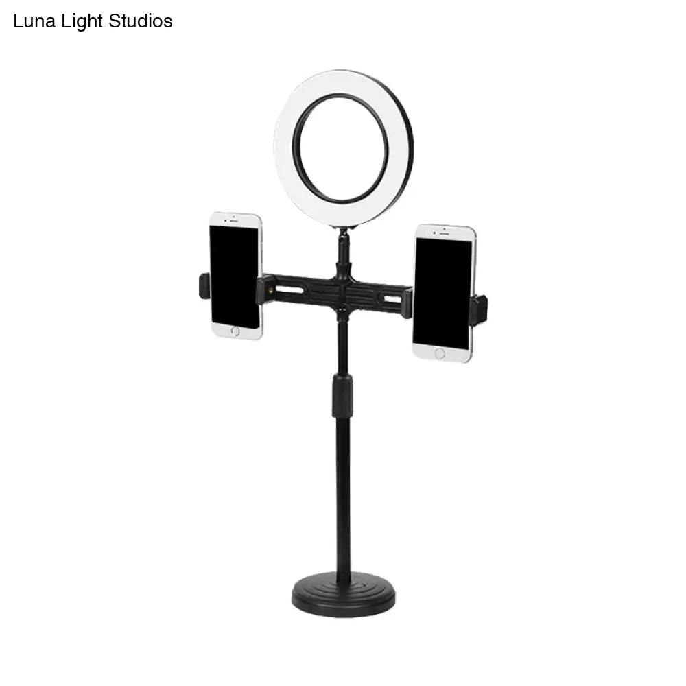 Modern Led Makeup Lamp With Usb Port - Black Metal Circle Shape