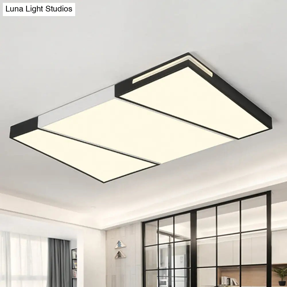 Modern Led Metal Ceiling Light For Bedroom - Warm/White Rectangular/Square Flush Mount 21.5/37.5/45