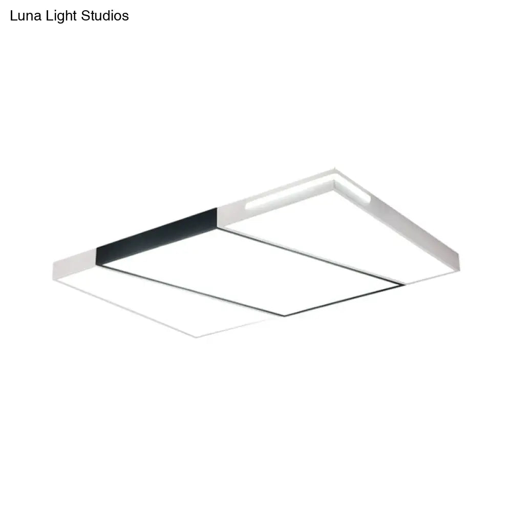 Modern Led Metal Ceiling Light For Bedroom - Warm/White Rectangular/Square Flush Mount