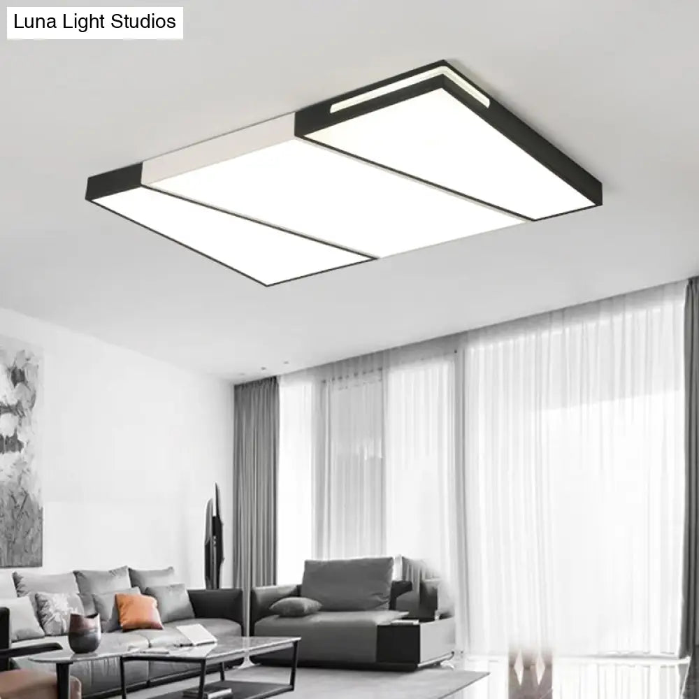 Modern Led Metal Ceiling Light For Bedroom - Warm/White Rectangular/Square Flush Mount