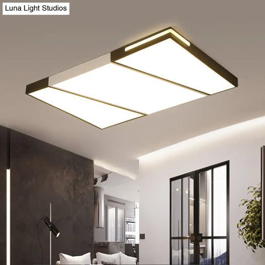 Modern Led Metal Ceiling Light For Bedroom - Warm/White Rectangular/Square Flush Mount 21.5/37.5/45