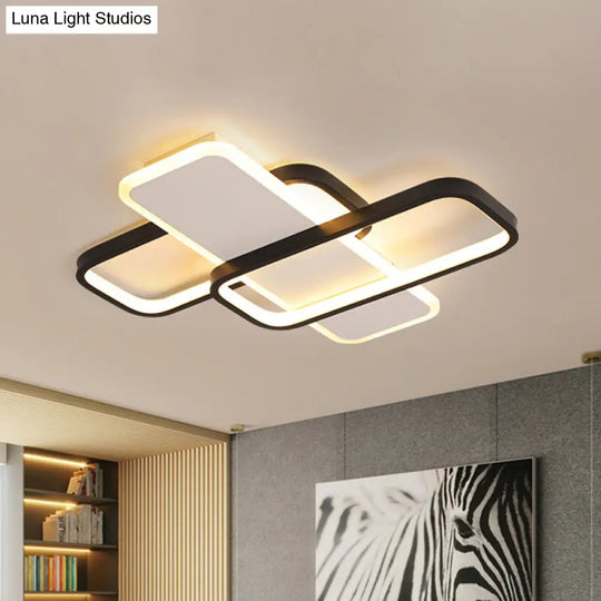 Modern Led Metal Ceiling Light With Stepless Dimming And Remote Control - Black/White Warm/Cool