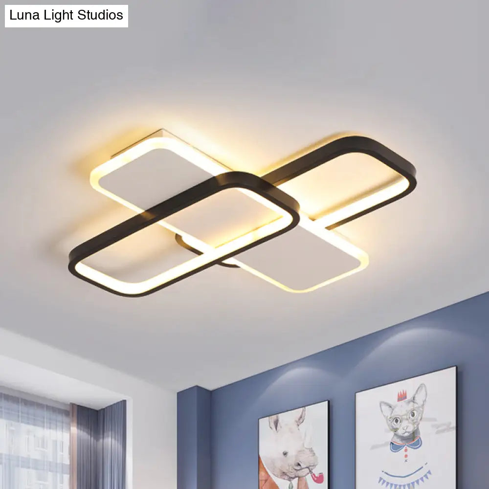 Modern Led Metal Ceiling Light With Stepless Dimming And Remote Control - Black/White Warm/Cool