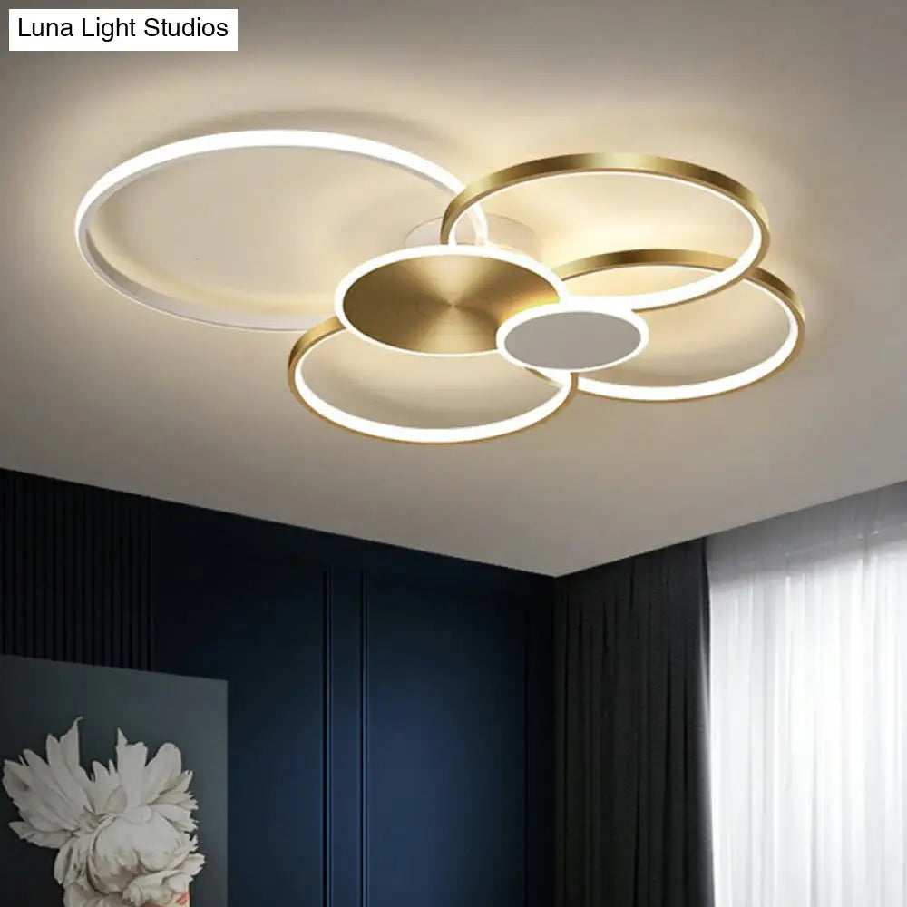 Modern Led Metal Flush Ceiling Light For Living Room - Circular Design Mounted