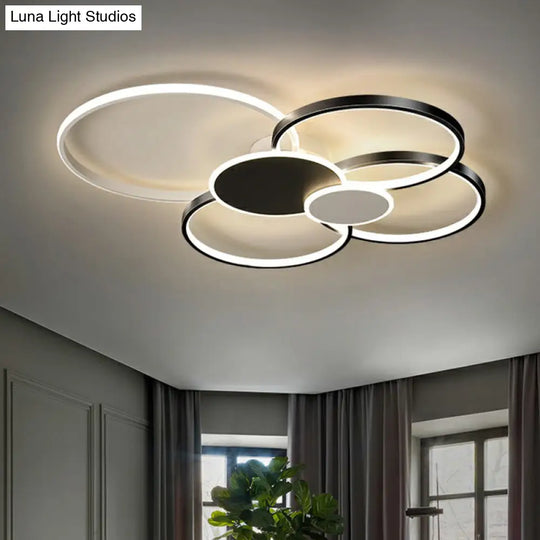 Modern Led Metal Flush Ceiling Light For Living Room - Circular Design Mounted