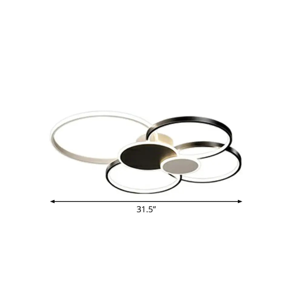 Modern Led Metal Flush Ceiling Light For Living Room - Circular Design Mounted Black / 31.5’