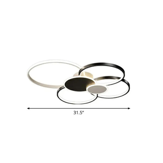 Modern Led Metal Flush Ceiling Light For Living Room - Circular Design Mounted Black / 31.5’ White