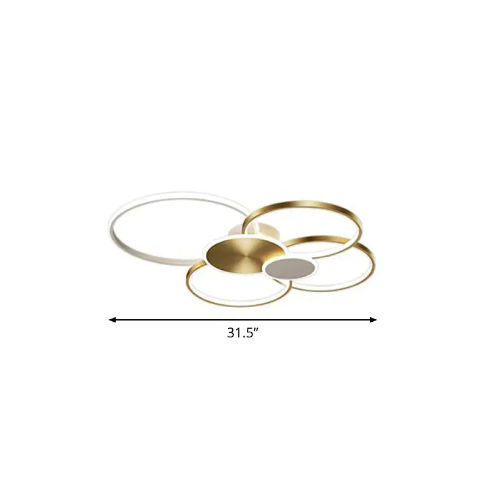 Modern Led Metal Flush Ceiling Light For Living Room - Circular Design Mounted Gold / 31.5’