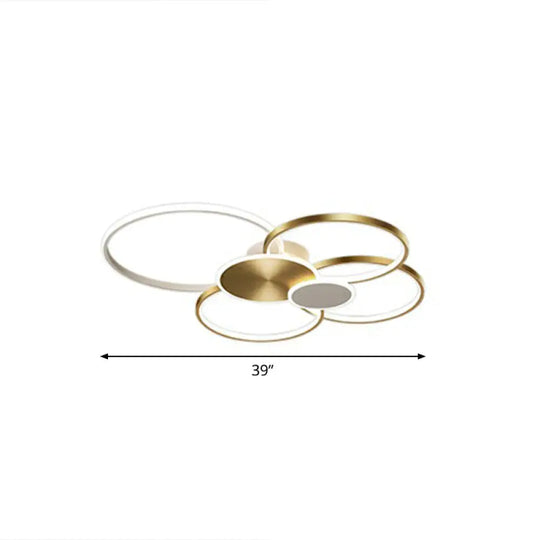 Modern Led Metal Flush Ceiling Light For Living Room - Circular Design Mounted Gold / 39’ Remote