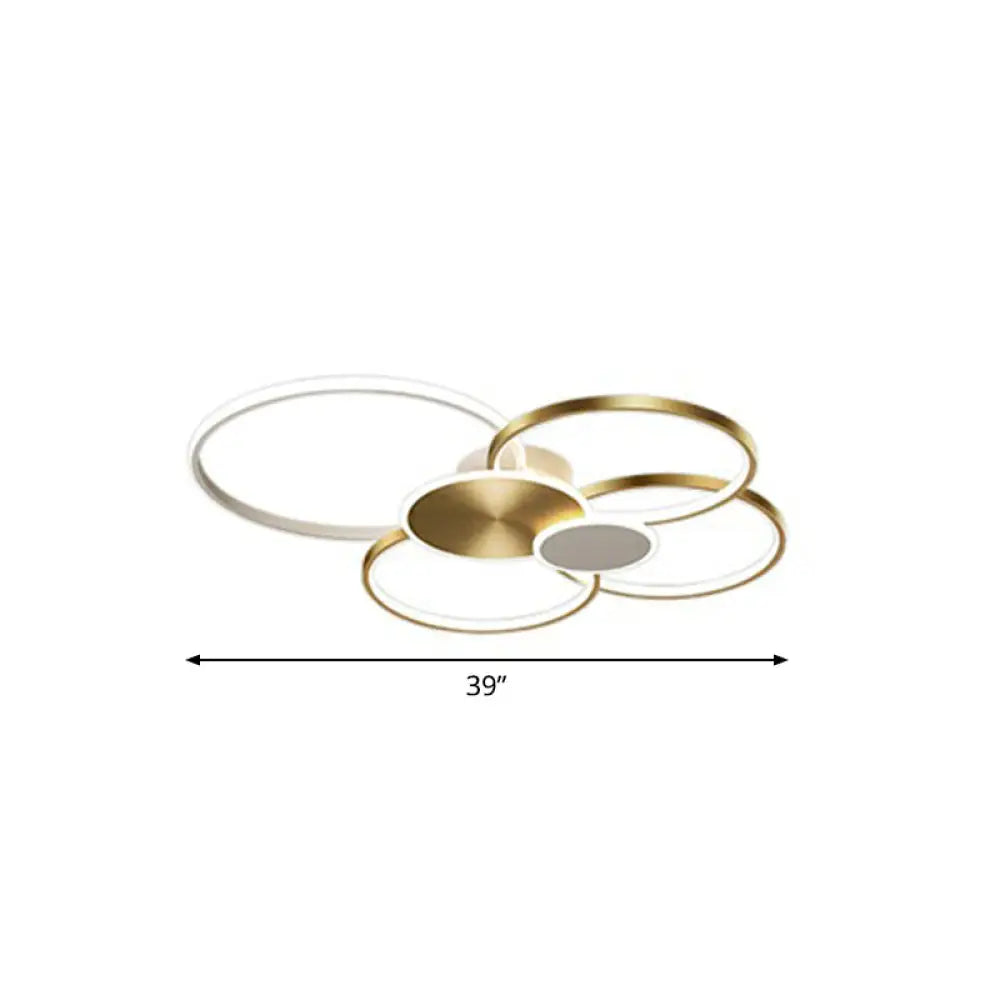 Modern Led Metal Flush Ceiling Light For Living Room - Circular Design Mounted Gold / 39’ White