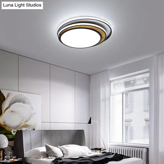 Modern Led Metal Flush Ceiling Light In Black/White 16.5/20.5 Wide White/Warm Black / 16.5 White