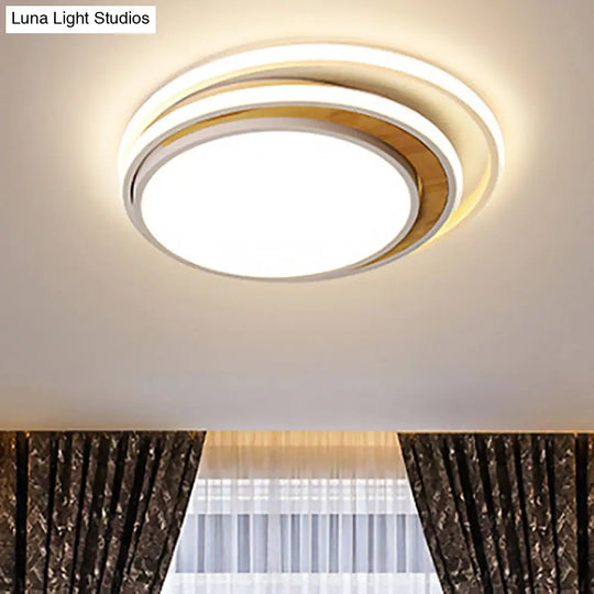 Modern Led Metal Flush Ceiling Light In Black/White 16.5’/20.5’ Wide White/Warm