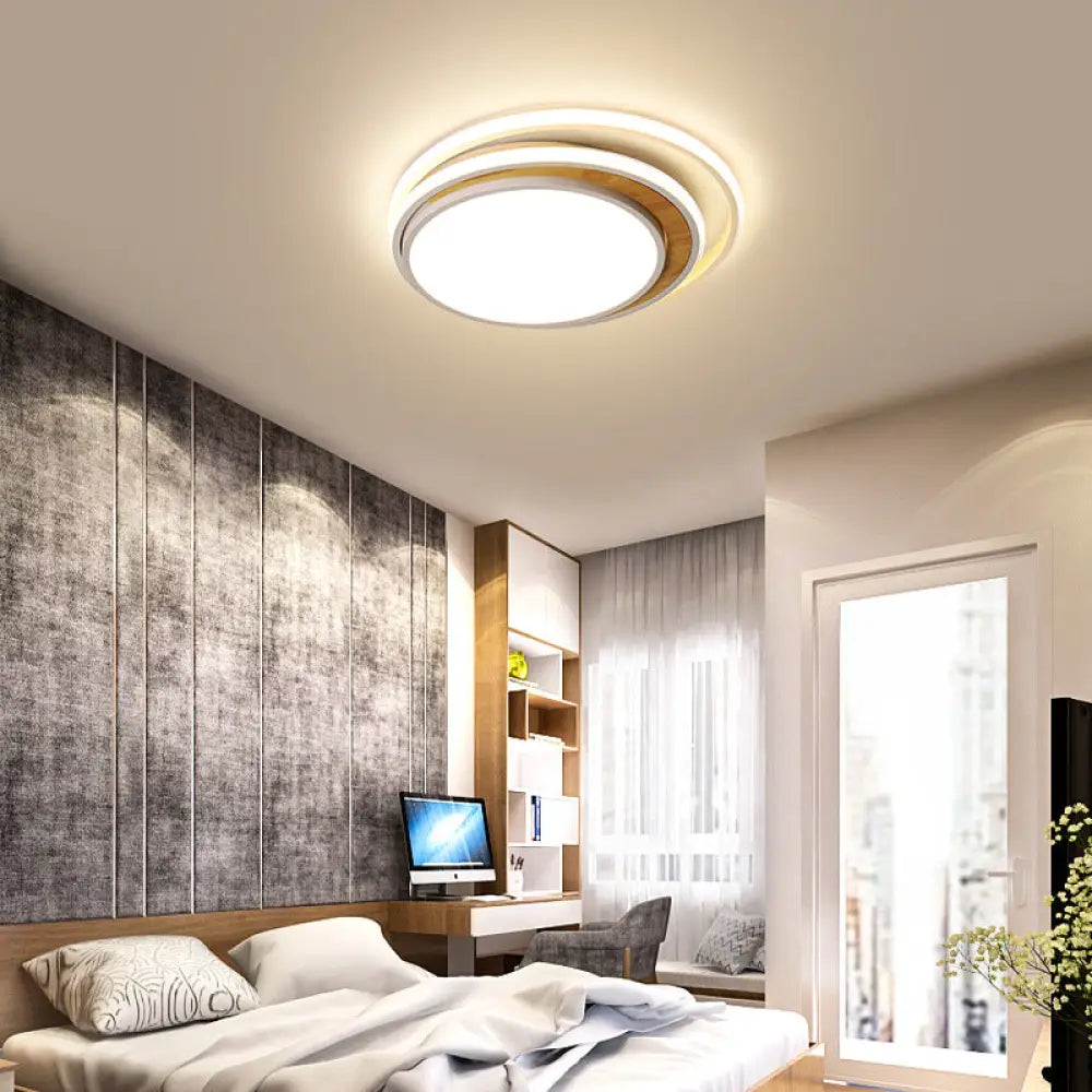 Modern Led Metal Flush Ceiling Light In Black/White 16.5’/20.5’ Wide White/Warm White / 16.5’ Warm