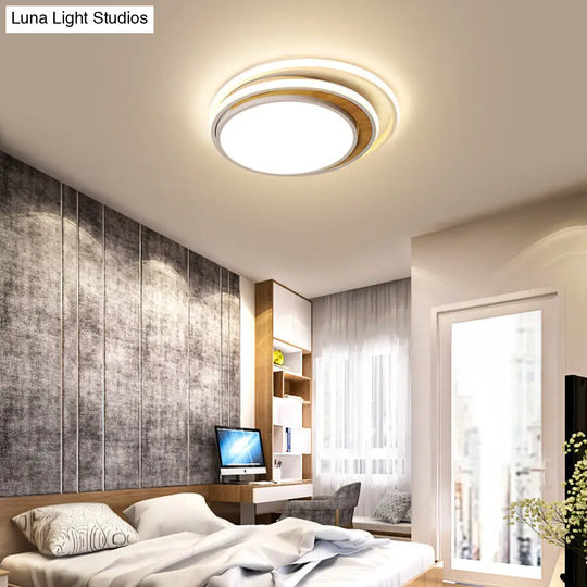 Modern Led Metal Flush Ceiling Light In Black/White 16.5/20.5 Wide White/Warm White / 16.5 Warm