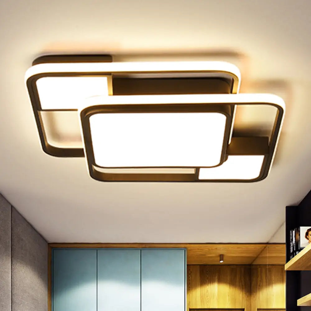 Modern Led Metal Flush Mount Ceiling Light With Frosted White Diffuser - White/Warm 16.5’/20.5’