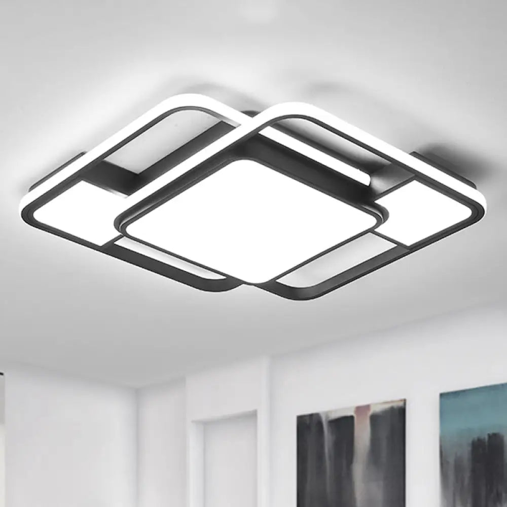 Modern Led Metal Flush Mount Ceiling Light With Frosted White Diffuser - White/Warm 16.5’/20.5’