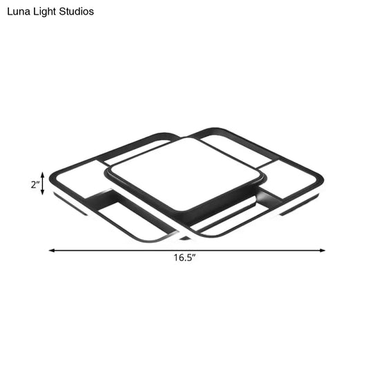 Modern Led Metal Flush Mount Ceiling Light With Frosted White Diffuser - White/Warm 16.5/20.5 Wide