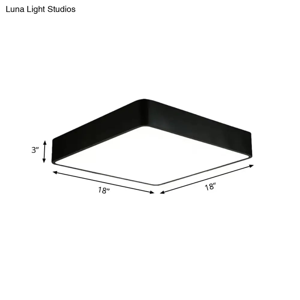 Modern Led Metal Flush Mount Light Fixture - White/Black Square 14/18/23.5 Wide Living Room