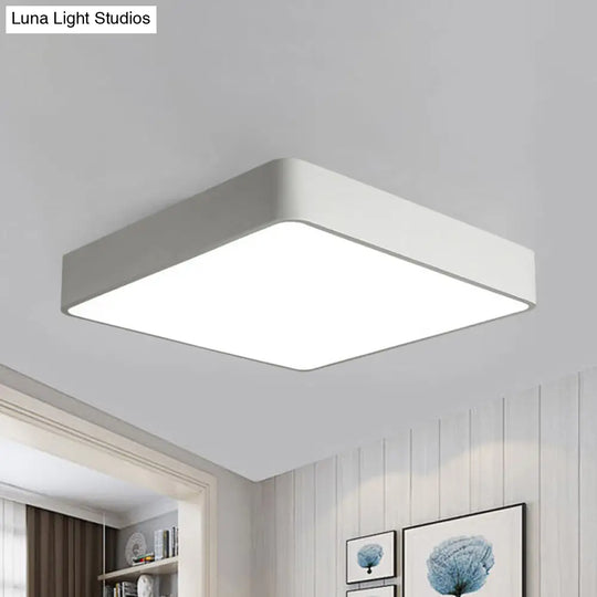 Modern Led Metal Flush Mount Light Fixture - White/Black Square 14/18/23.5 Wide Living Room White /